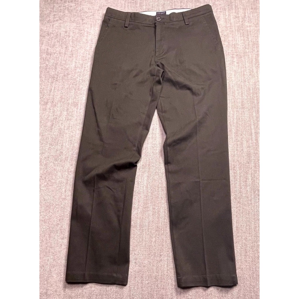 Dockers Straight Fit Chino Pants Mens 33x30 Black Flat Front Performance Formal
